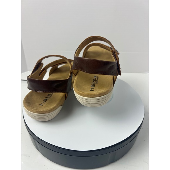 Halsa Denia Brown Leather Comfortable Arch Support Orthopedic Sandals Women 8W - Picture 9 of 17